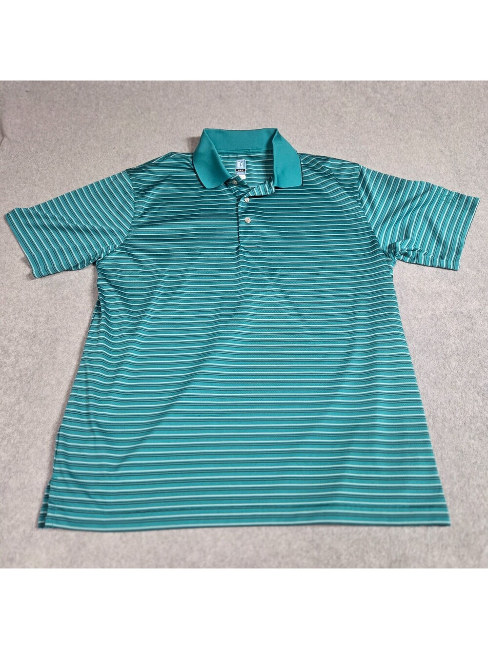 PGA TOUR Airflux Men's L Green Striped Performance Golf Polo Shirt | Driflux